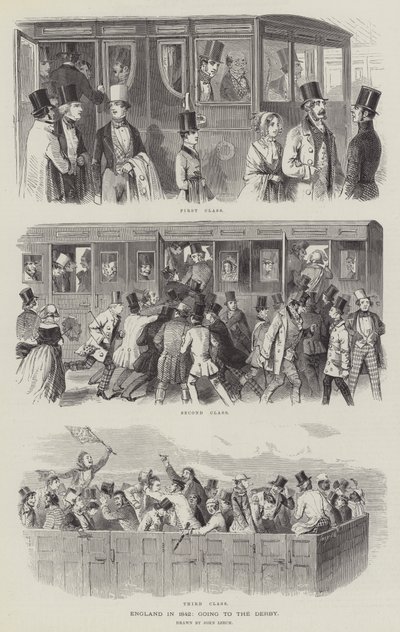 1842年にイングランド、ダービーに行く 作： John Leech
